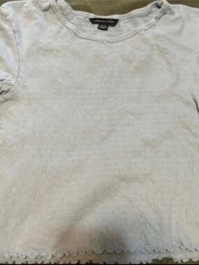 American Eagle Outfitters Pale Gray Short Sleeve Ribbed Tee